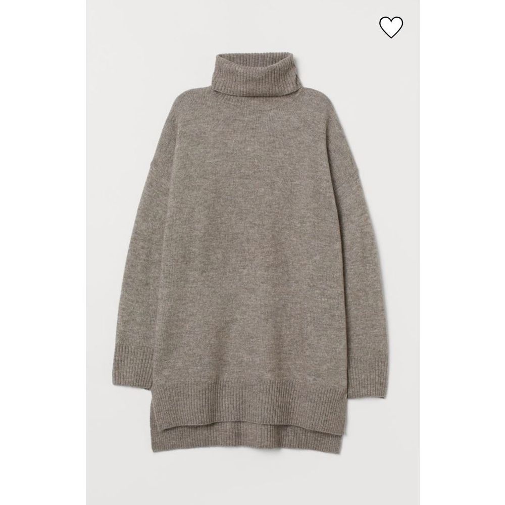 H&M longline turtleneck oversized split side sweater pullover wool blend fall wi
